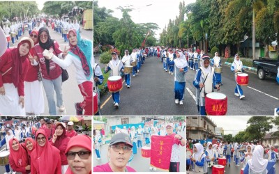 Marching Band Gema Al-Aqsha MAN 2 Maluku Tengah Meriahkan Jalan Sehat Kerukunan HUT RI ke-80